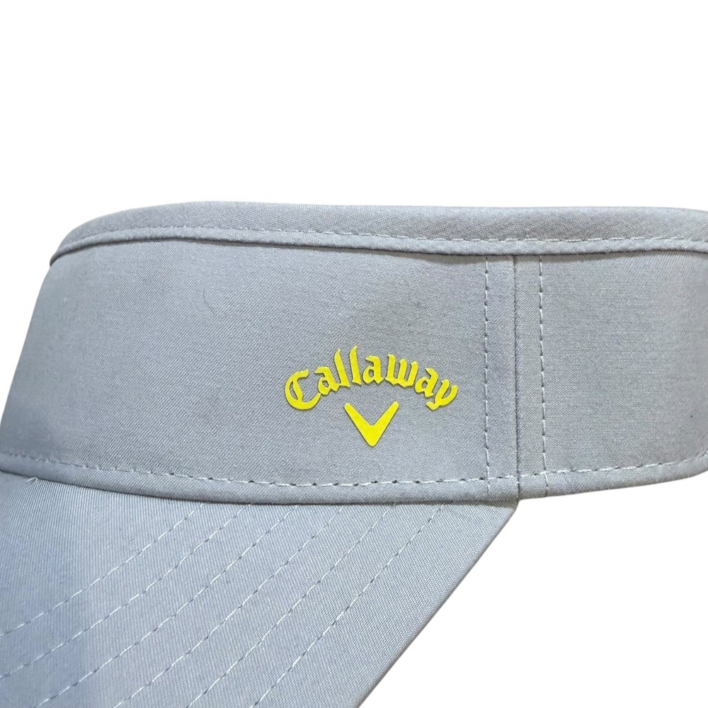 Callaway Golf Visor Mens Adjustable Hook and Loop Gray Yellow Logo Summer - Picture 2 of 5